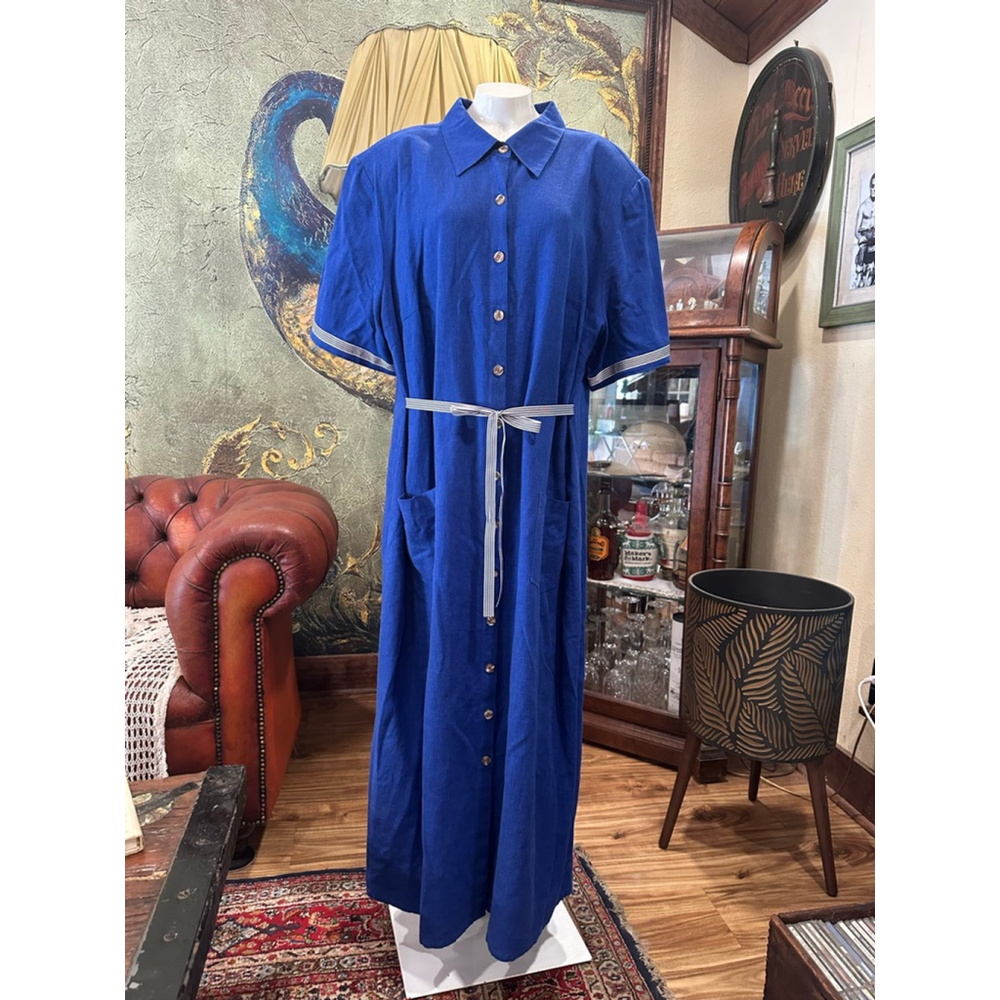 Melissa Harper Blue Linen Rayon Maxi Dress 22W - Picture 3 of 11